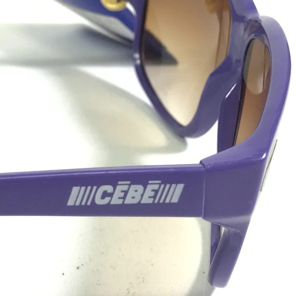Vintage Cebe Sunglasses Matte Purple Square Frames with Brown Lenses